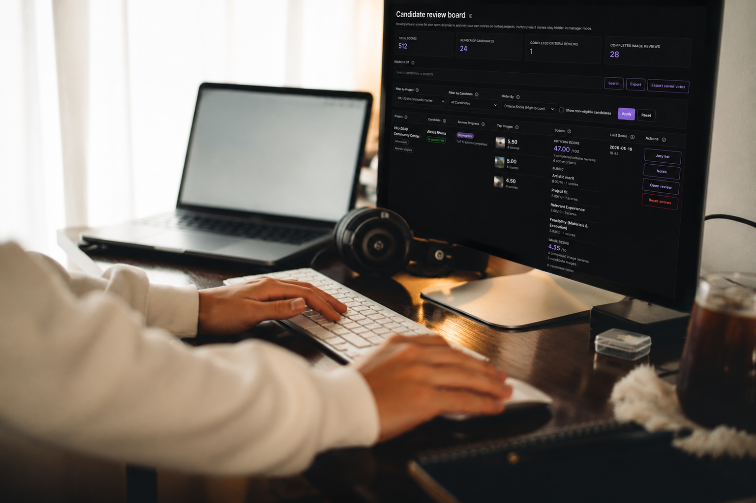 Artist review workflow on a desktop computer