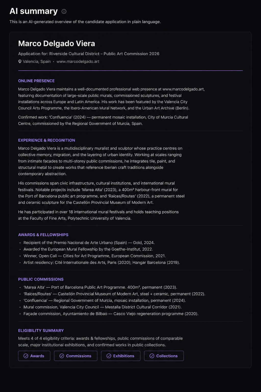 AI-assisted full review dashboard preview